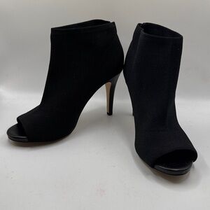 Fergalicious Black‎ Peep-Toe Heeled Knitty Stiletto Boots Size 8M - EUC